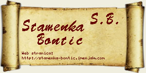 Stamenka Bontić vizit kartica